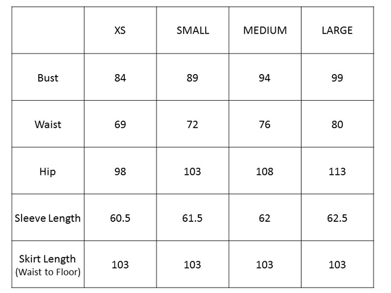 Size Chart – SERUNA COLLECTION