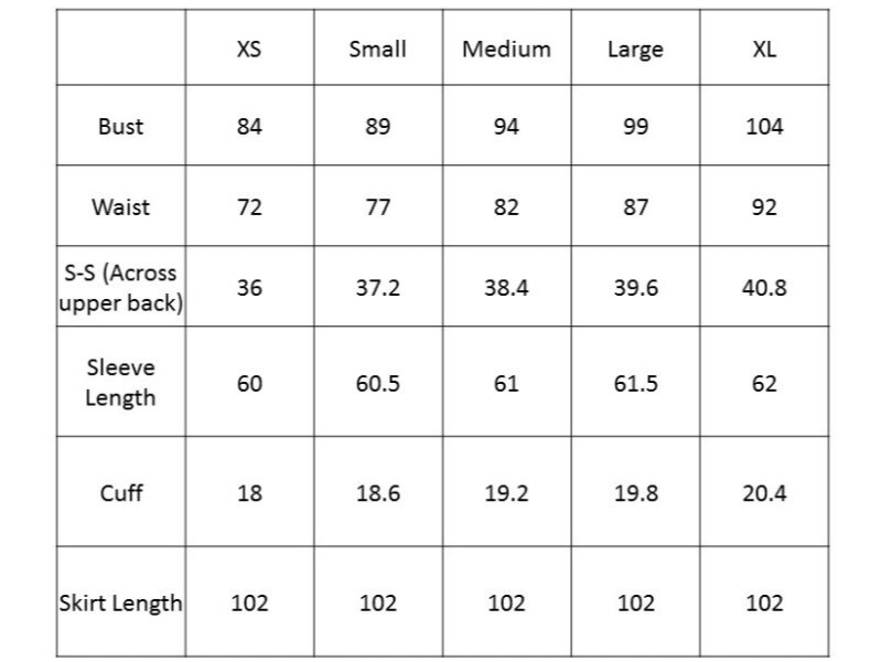 Size Chart – SERUNA COLLECTION